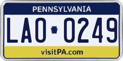 PA license plate LAO0249