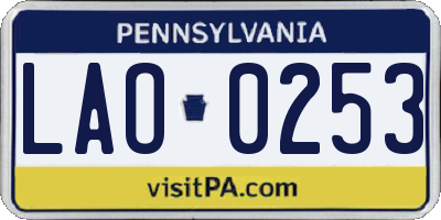 PA license plate LAO0253