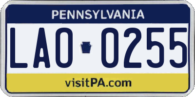 PA license plate LAO0255
