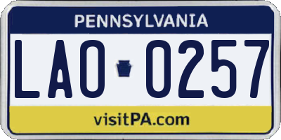 PA license plate LAO0257