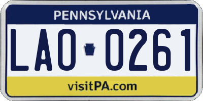 PA license plate LAO0261
