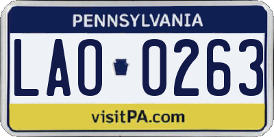 PA license plate LAO0263