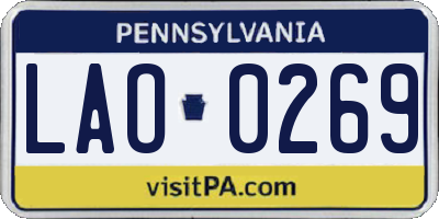 PA license plate LAO0269