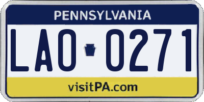 PA license plate LAO0271