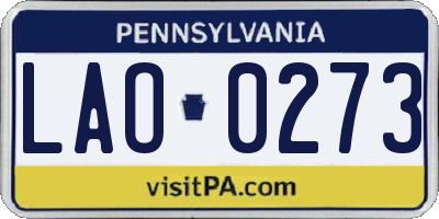 PA license plate LAO0273
