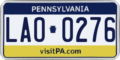 PA license plate LAO0276