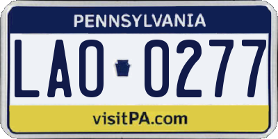 PA license plate LAO0277
