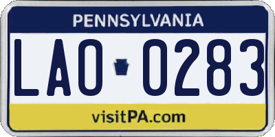 PA license plate LAO0283