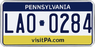 PA license plate LAO0284