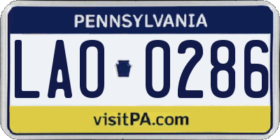 PA license plate LAO0286