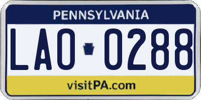 PA license plate LAO0288