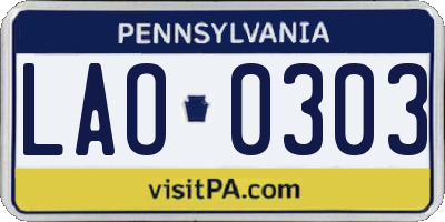 PA license plate LAO0303