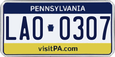 PA license plate LAO0307