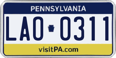 PA license plate LAO0311