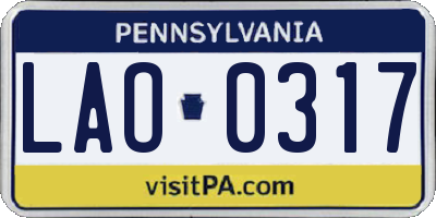 PA license plate LAO0317