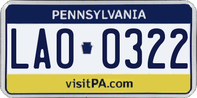 PA license plate LAO0322