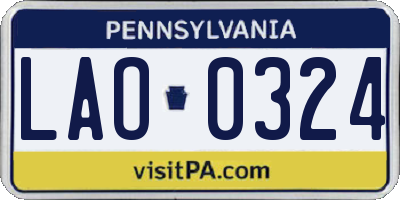 PA license plate LAO0324