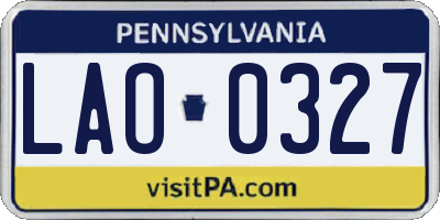 PA license plate LAO0327