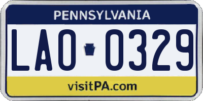 PA license plate LAO0329