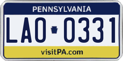 PA license plate LAO0331