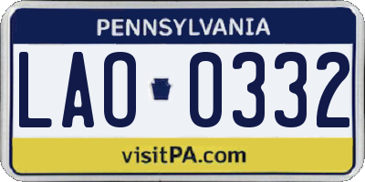 PA license plate LAO0332