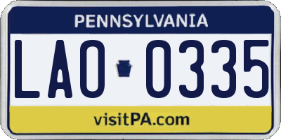 PA license plate LAO0335