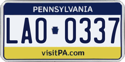 PA license plate LAO0337