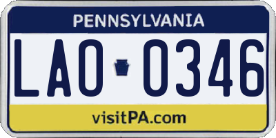 PA license plate LAO0346
