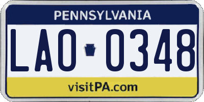 PA license plate LAO0348