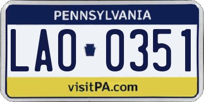 PA license plate LAO0351