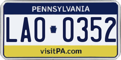PA license plate LAO0352