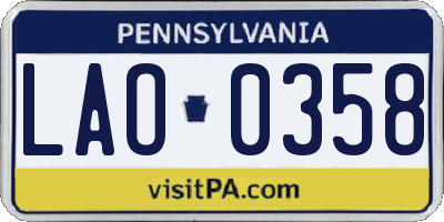 PA license plate LAO0358