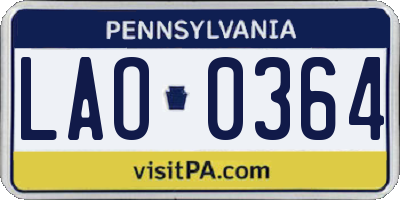 PA license plate LAO0364