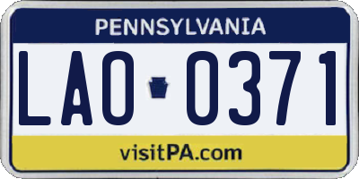 PA license plate LAO0371