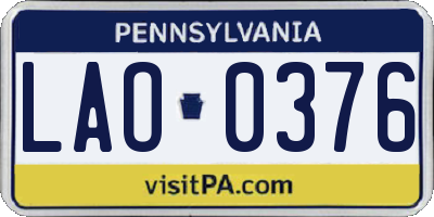 PA license plate LAO0376