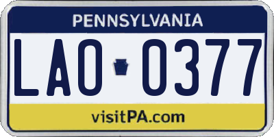 PA license plate LAO0377
