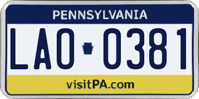 PA license plate LAO0381
