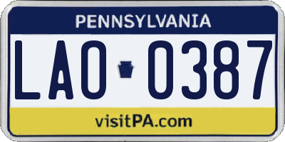 PA license plate LAO0387