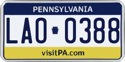 PA license plate LAO0388