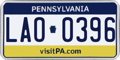 PA license plate LAO0396