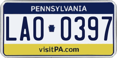 PA license plate LAO0397