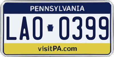 PA license plate LAO0399