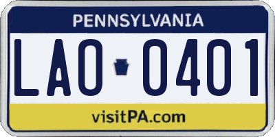 PA license plate LAO0401