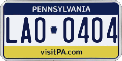 PA license plate LAO0404