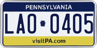 PA license plate LAO0405