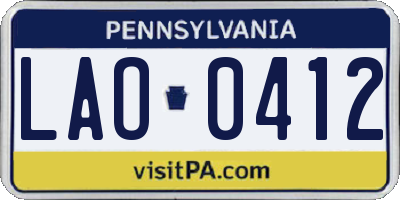 PA license plate LAO0412