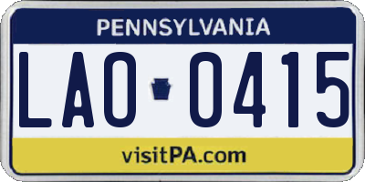 PA license plate LAO0415