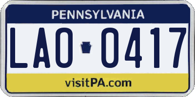 PA license plate LAO0417