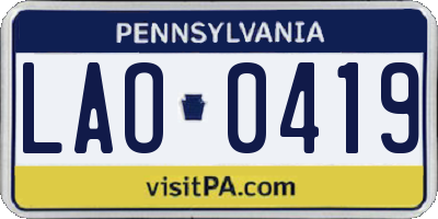PA license plate LAO0419