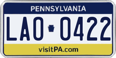 PA license plate LAO0422
